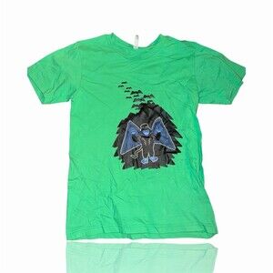 American Apparel T-Shirt Unisex Size S Green Graphic Blue Winged Monkey of OZ
